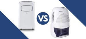 DEHUMIDIFIER and AC in white and blue background