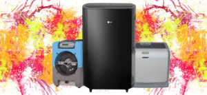 DEHUMIDIFIERS in sprinkled colors background
