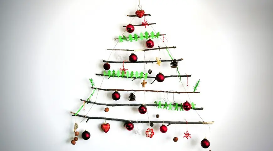 Nature friendly creative Christmas tree arrangement on white