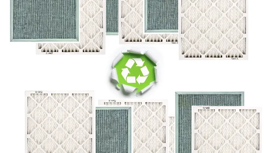 Furnace filters with recyle logo in white background