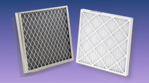 Washable and Disposable furnace filters in blue and purple background